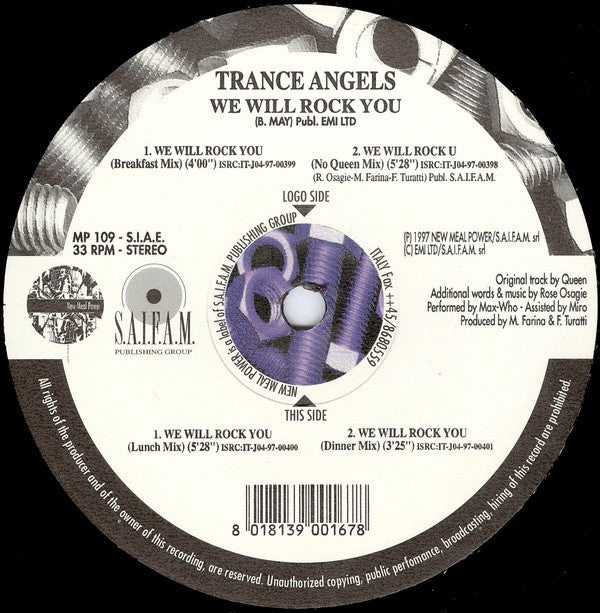 Trance Angels : We Will Rock You (12")