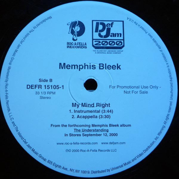 Memphis Bleek : My Mind Right (12", Promo)