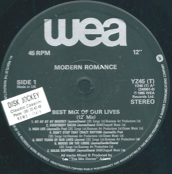 Modern Romance : Best Mix Of Our Lives (12", Mixed)