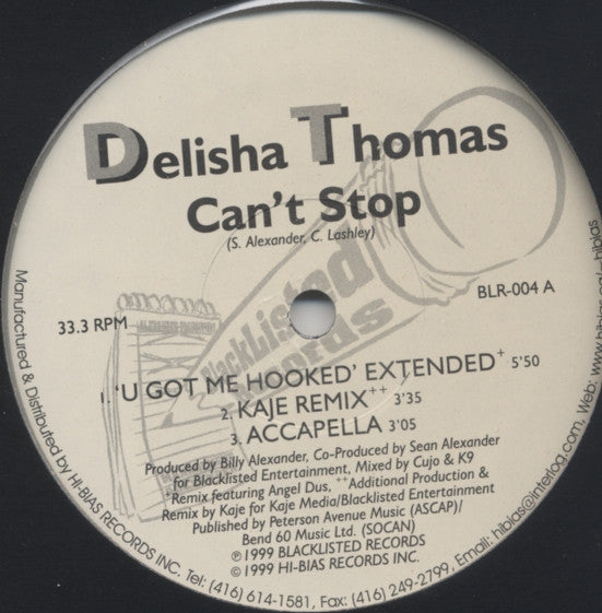 Delisha Thomas : Can't Stop (12")