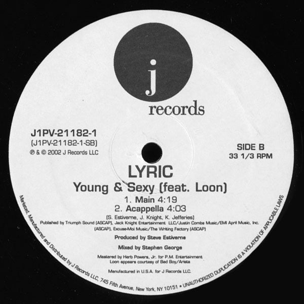 Lyric (4) Feat. Loon : Young & Sexy (12")