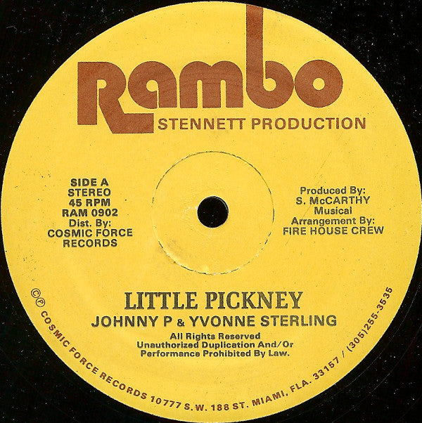 Johnny P & Yvonne Sterling : Little Pickney (12")
