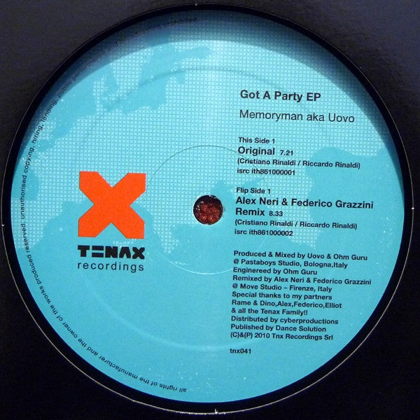 Memoryman aka DJ Uovo : Got A Party EP (12", EP)