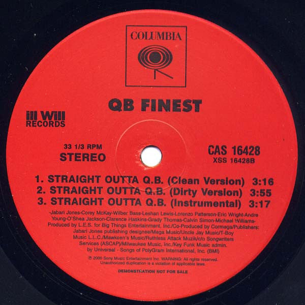 QB Finest : Street Glory (12", Promo)