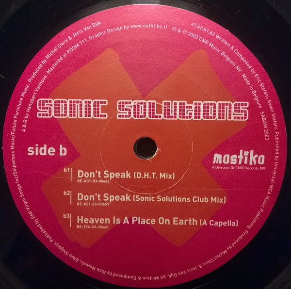 Sonic Solutions : Don't Speak (12")