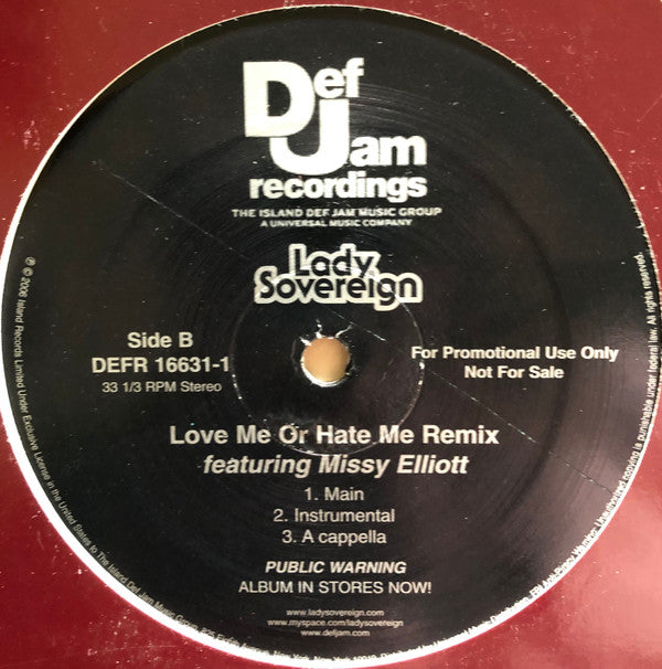 Lady Sovereign : Love Me Or Hate Me Remix (12", Promo)