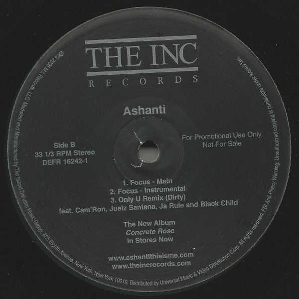 Ashanti : Don't Let Them / Only U (Remix) / Focus (12", Promo)