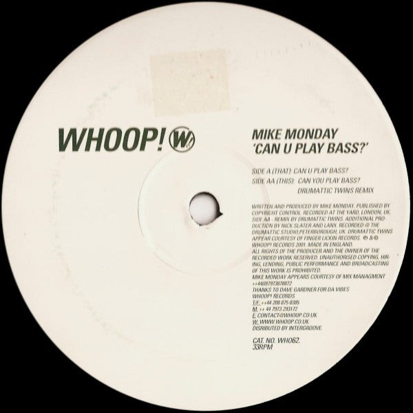 Mike Monday : Can U Play Bass? (12")