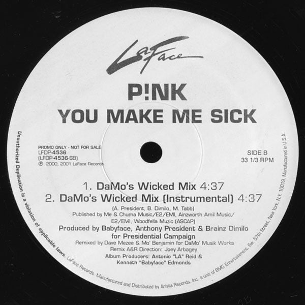 P!NK : You Make Me Sick (12", Promo)