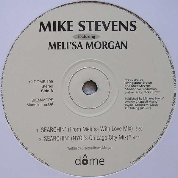 Mike Stevens Featuring Meli'sa Morgan : Searchin' (12")