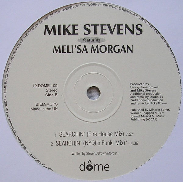 Mike Stevens Featuring Meli'sa Morgan : Searchin' (12")