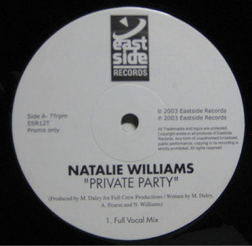 Natalie Williams : Private Party (12", Promo)