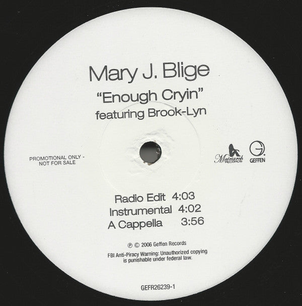 Mary J. Blige : Enough Cryin (12", Promo)