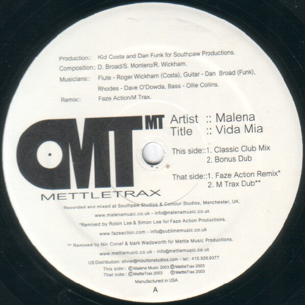 Malena : Vida Mia (12")
