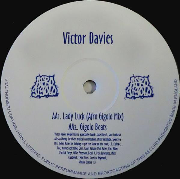 Victor Davies : Lady Luck / Runaway Train (12", Whi)
