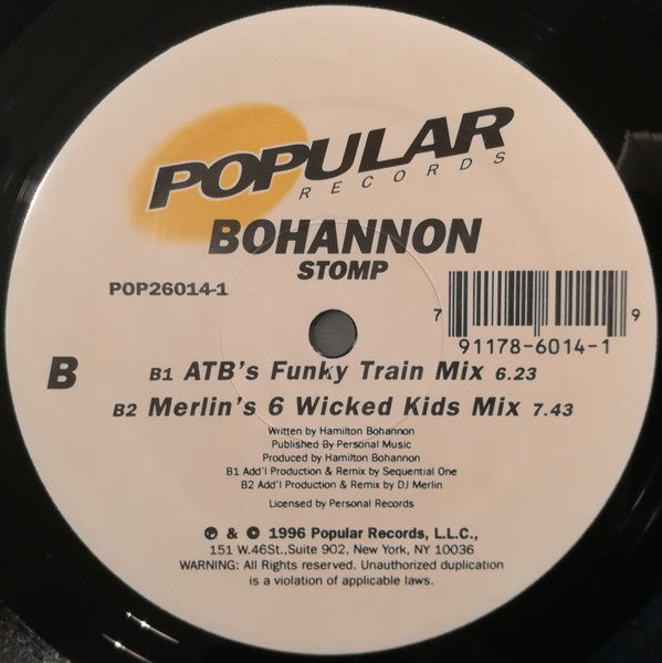 Hamilton Bohannon : Stomp (12")