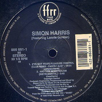 Simon Harris : Another Monster Jam / (I've Got Your) Pleasure Control (12")