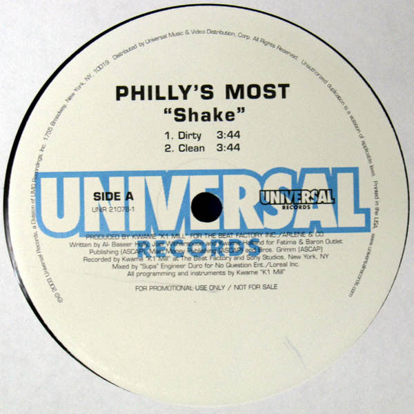 Philly's Most Wanted : Shake (12", Promo)