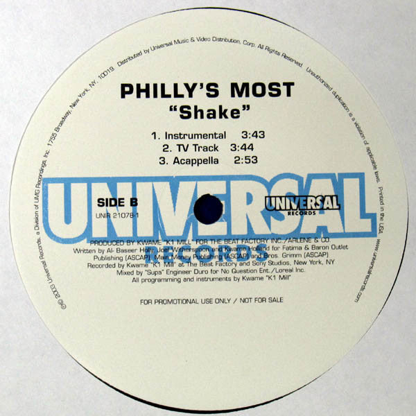 Philly's Most Wanted : Shake (12", Promo)