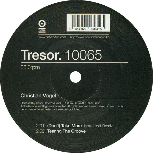 Cristian Vogel : (Don't) Take More (12", RE)