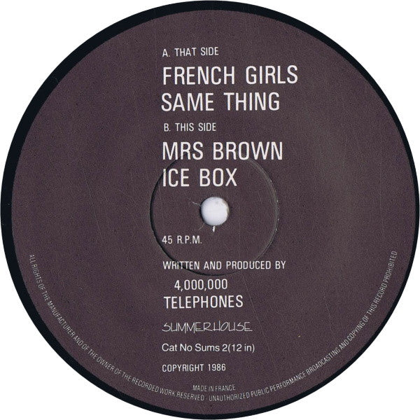 Four Million Telephones : French Girls (12", EP)