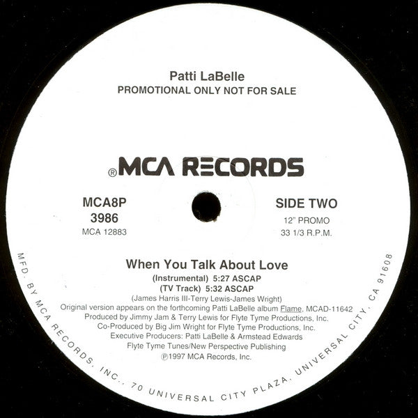Patti LaBelle : When You Talk About Love (12", Promo)