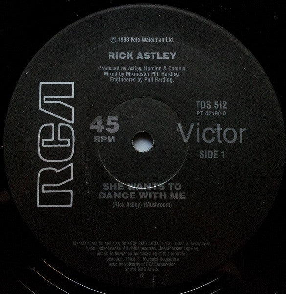 Rick Astley : She Wants To Dance With Me (12")