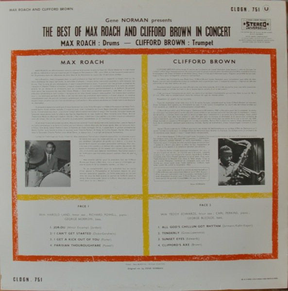 Clifford Brown And Max Roach : In Concert (LP, Album, RE)