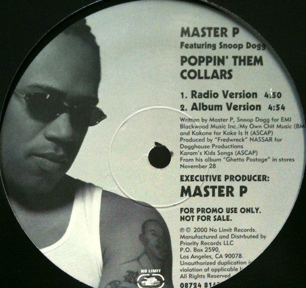 Master P Featuring Snoop Dogg : Poppin' Them Collars (12", Promo)