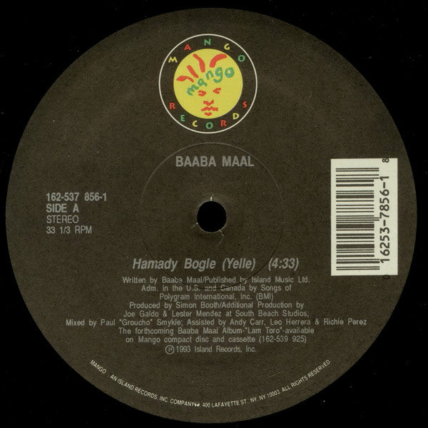 Baaba Maal : Hamady Bogle (Yele) (12")