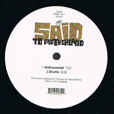 DJ Said : To Motherland (12")