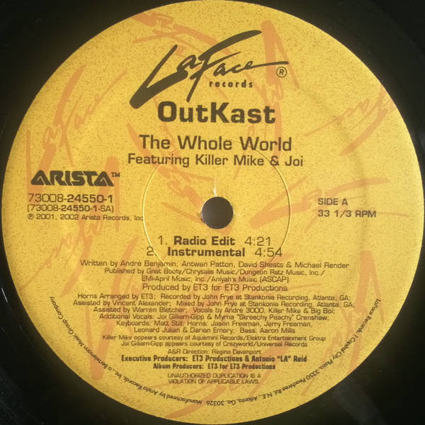 OutKast Featuring Killer Mike & Joi (3) : The Whole World (12", Single)