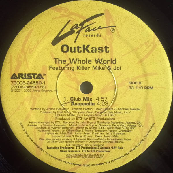 OutKast Featuring Killer Mike & Joi (3) : The Whole World (12", Single)