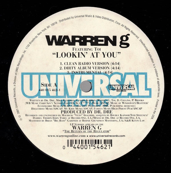 Warren G Featuring Toi (11) : Lookin' At You (12", Single)