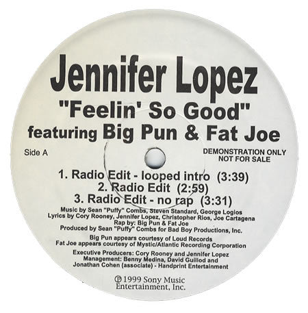 Jennifer Lopez Featuring Big Punisher & Fat Joe : Feelin' So Good (12", Promo)