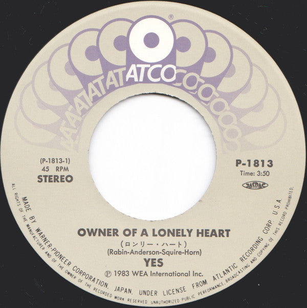 Yes = Yes : Owner Of A Lonely Heart = ロンリー・ハート (7", Single)