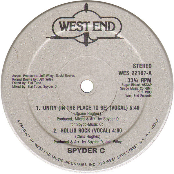 Spyder C : Unity (In The Place To Be) / Hollis Rock (12", Single)