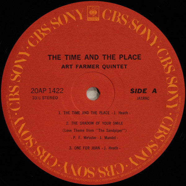 Art Farmer Quintet : The Time And The Place (LP, Album, RE)