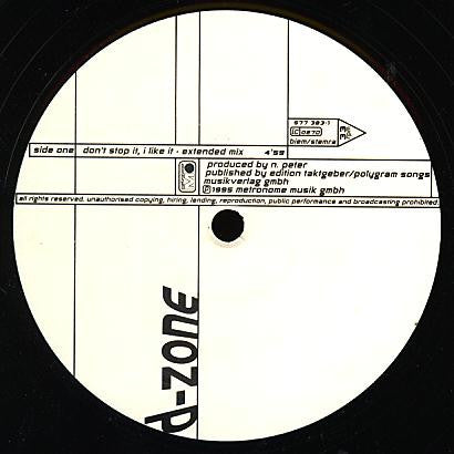 D-Zone : Don't Stop It, I Like It (12")