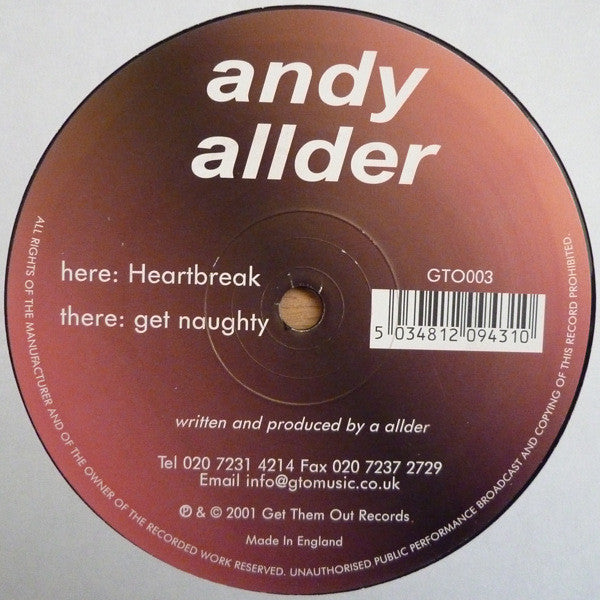 Andy Allder : Heartbreak / Get Naughty (12")