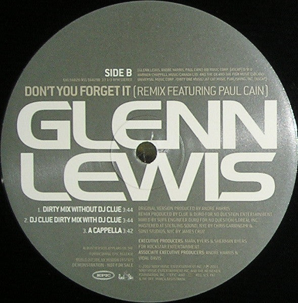Glenn Lewis : Don't You Forget It (12", Promo)