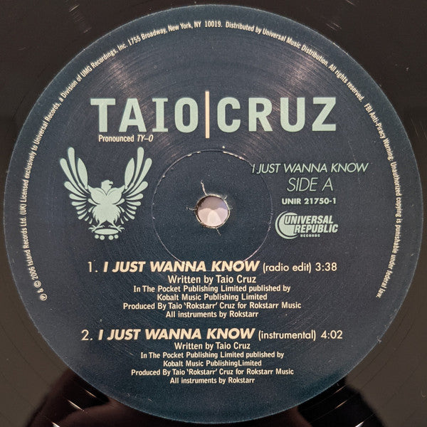 Taio Cruz : I Just Wanna Know (12")