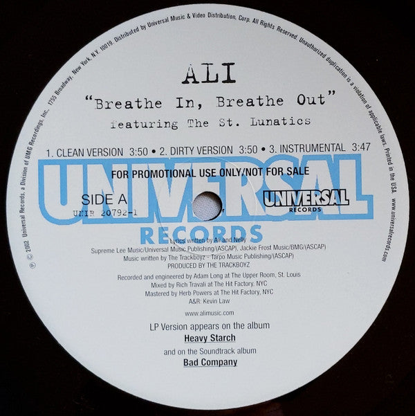 Ali (2) Feat. St. Lunatics : Breathe In, Breathe Out (12", Promo)