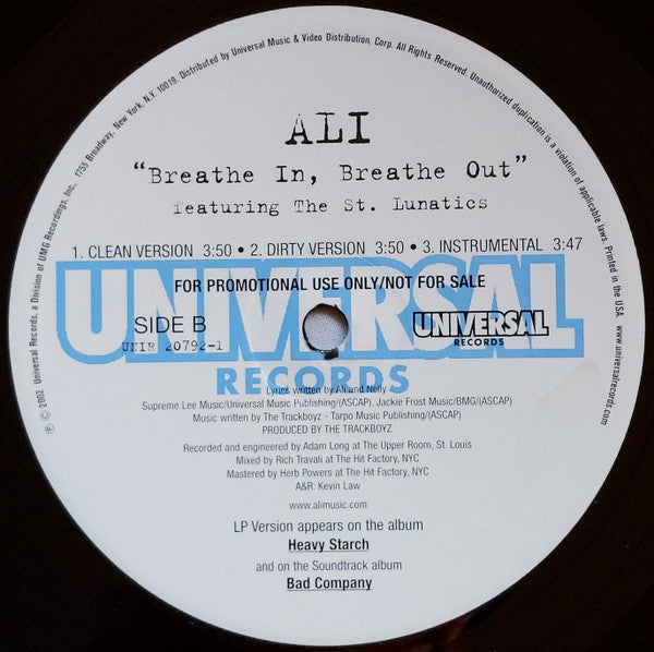 Ali (2) Feat. St. Lunatics : Breathe In, Breathe Out (12", Promo)