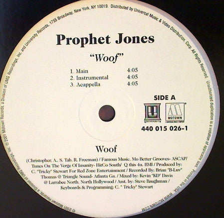 Prophet Jones : Woof / I Know You Wanna (12", Promo)