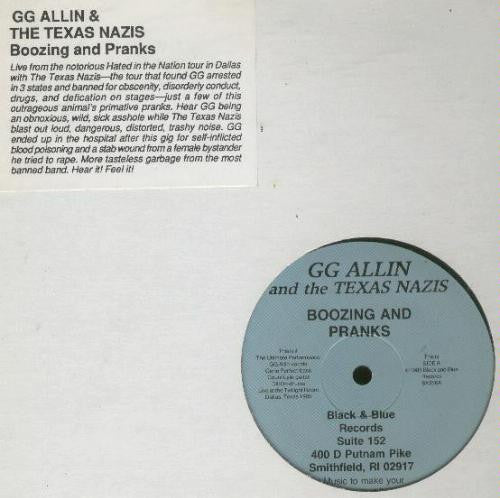 GG Allin & The Texas Nazis : Boozing And Pranks (LP, Album, Lig)