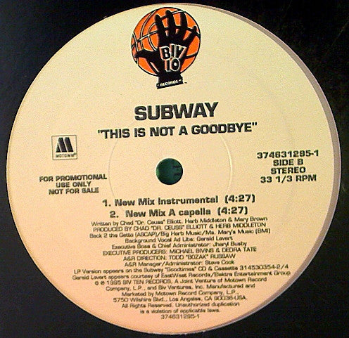 Subway (12) : This Is Not A Goodbye (12", Promo)
