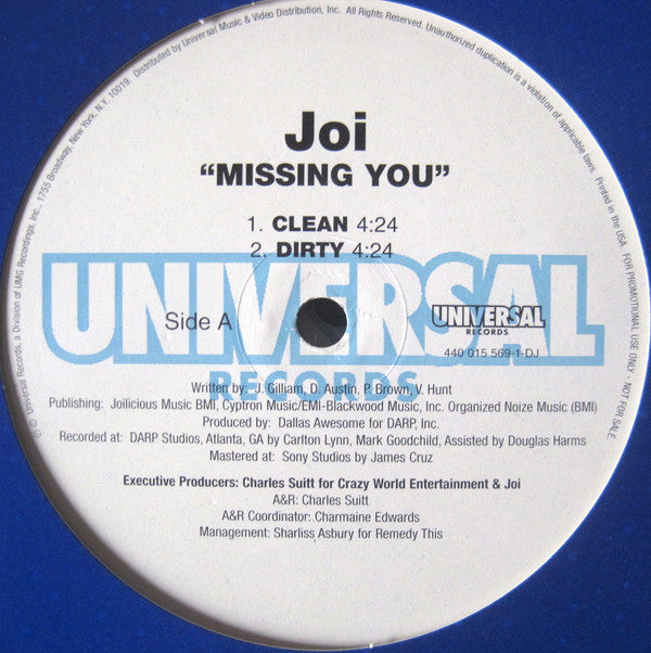 Joi (3) : Missing You (12", Promo)