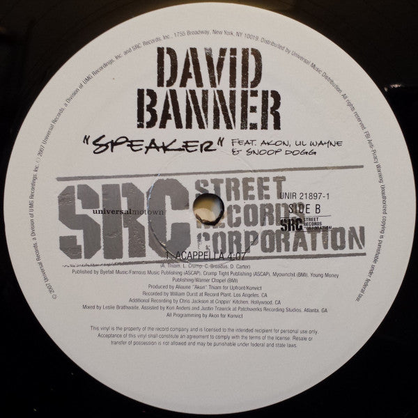 David Banner : Speaker (12", Single, Promo)