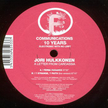Jori Hulkkonen : A Letter From Cardassia (12")